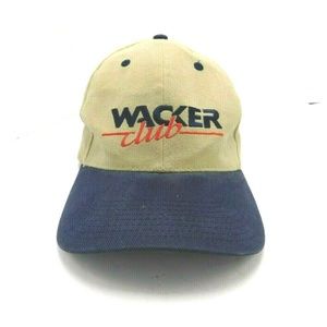 Wacker Club Michigan Hotel Hat Cap Strapback Tan Navy Blue Bill